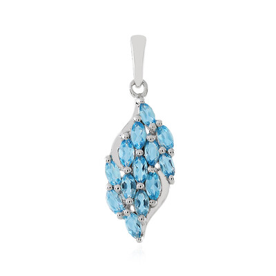 Colgante en plata con Topacio azul suizo
