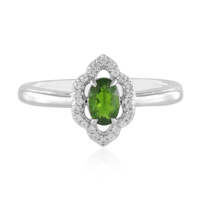 Anillo en plata con Diópsido de Rusia