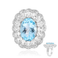 Anillo en plata con Topacio azul cielo