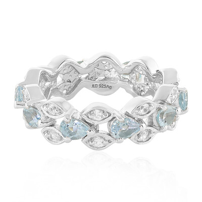 Anillo en plata con Topacio azul cielo