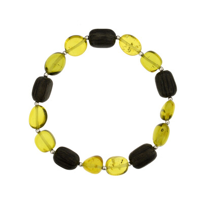 Brazalete en plata con Ámbar colombiano verde (dagen)