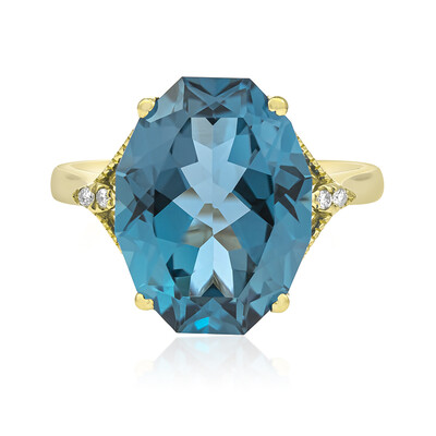 Anillo en oro con Topacio azul de Londres