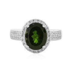 Anillo en plata con Diópsido de Rusia