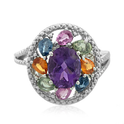 Anillo en plata con Amatista de Zambia