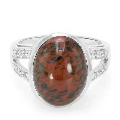 Anillo en plata con Obsidiana caoba