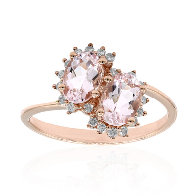 Anillo en oro con Morganita rosa