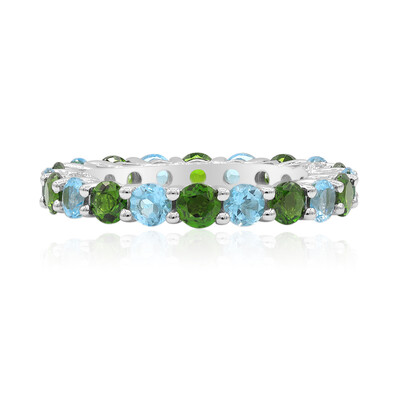 Anillo en plata con Diópsido de Rusia