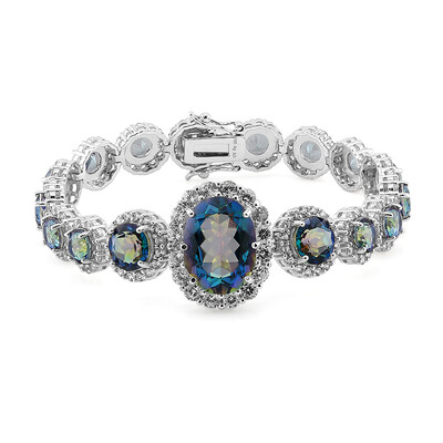 Brazalete en plata con Cuarzo Místico azul