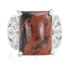 Anillo en plata con Obsidiana caoba