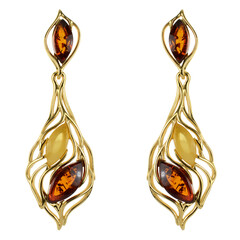 Pendientes en plata con Ámbar báltico cognac
