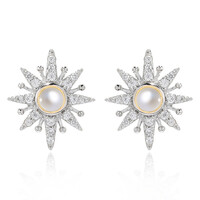 Pendientes en plata con Perla Freshwater (Dallas Prince Designs)