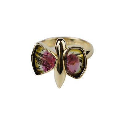 Anillo en plata con Turmalina sandía