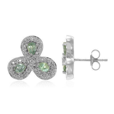 Pendientes en plata con Zafiro verde no calentado