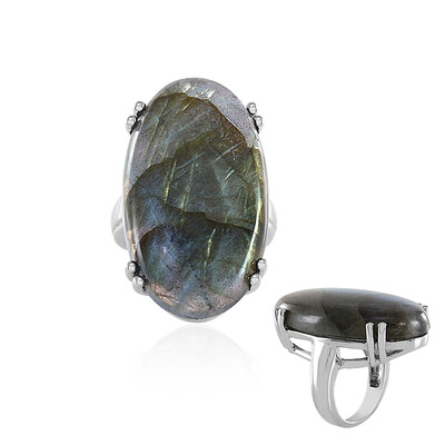 Anillo en plata con Labradorita