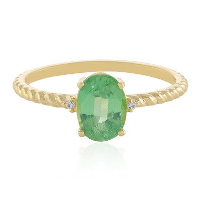 Anillo en oro con Cianita verde