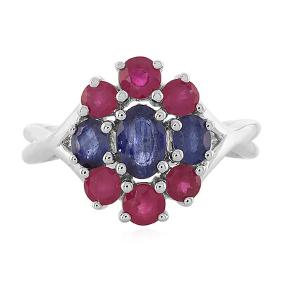 Anillo en plata con Zafiro azul de Madagascar