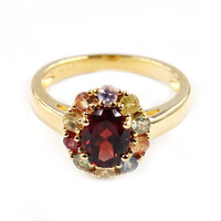 Anillo en plata con Granate de Mozambique