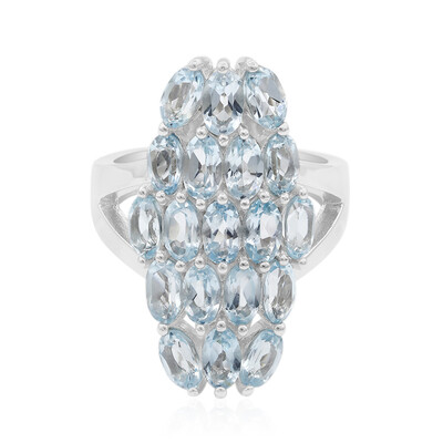 Anillo en plata con Topacio azul cielo