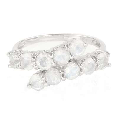 Anillo en plata con Piedra de Luna arcoíris