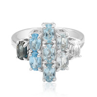 Anillo en plata con Topacio azul de Londres