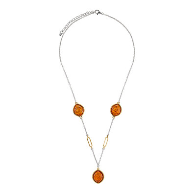 Collar en plata con Ámbar báltico cognac (dagen)