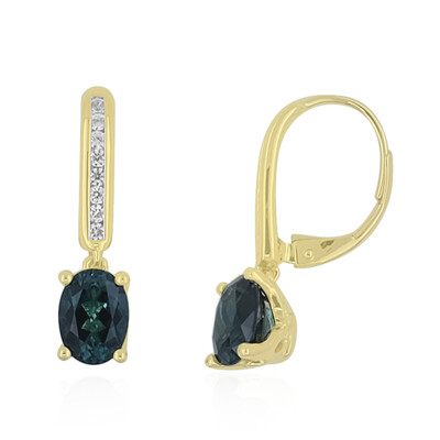 Pendientes en oro con Indidolita de Brasil