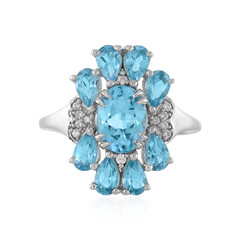 Anillo en plata con Topacio azul suizo