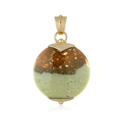 Colgante en plata con Madera de palma petrificada (Bali Barong)