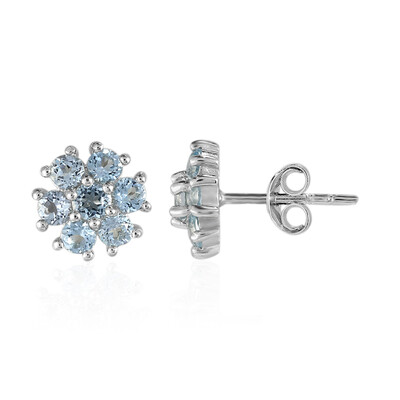 Pendientes en plata con Topacio azul cielo