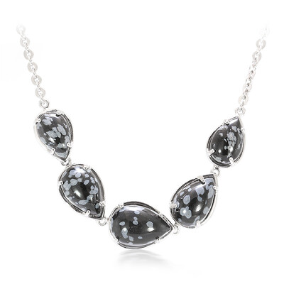 Collar en plata con Obsidiana Copo de Nieve