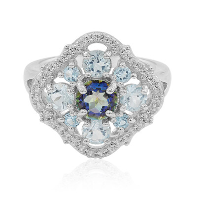 Anillo en plata con Cuarzo Místico azul