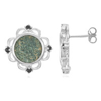 Pendientes en plata con Moneda Antiguo mito de la ofrenda de la viuda - Cornucopia con inscripción hebrea