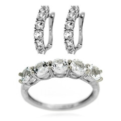 Anillo en plata con Topacio blanco