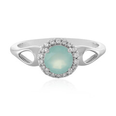 Anillo en plata con Calcedonia agua
