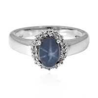 Anillo en plata con Zafiro estrella azul