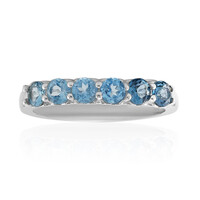Anillo en plata con Topacio azul de Londres