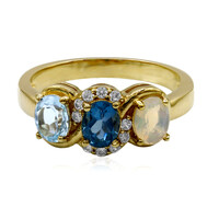 Anillo en plata con Topacio azul de Londres