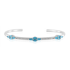 Brazalete en plata con Apatita azul neón