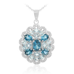Collar en plata con Topacio azul de Londres