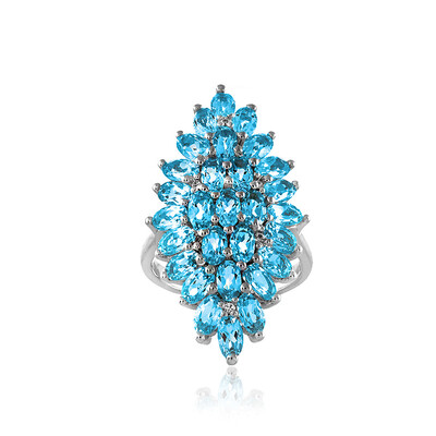 Anillo en plata con Topacio azul cielo