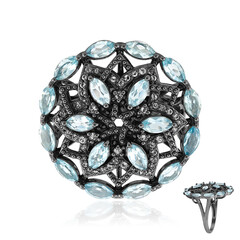 Anillo en plata con Topacio azul cielo