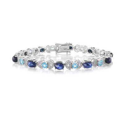 Brazalete en plata con Zafiro estrella azul
