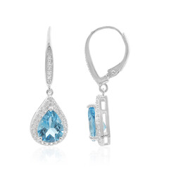 Pendientes en plata con Topacio azul suizo