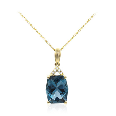 Collar en oro con Topacio azul de Londres