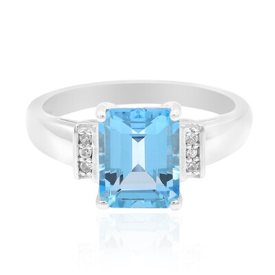 Anillo en plata con Topacio azul suizo