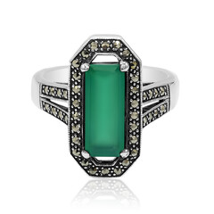 Anillo en plata con Calcedonia verde