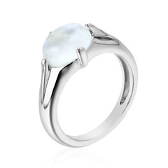 Anillo en plata con Piedra de luna arco iris de Tanzania