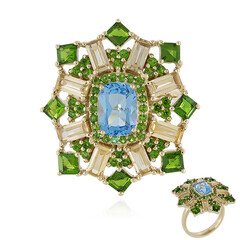 Anillo en oro con Topacio azul suizo (Adela Gold)