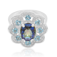 Anillo en plata con Cuarzo Místico azul