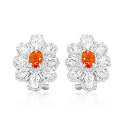 Pendientes en plata con Ópalo de fuego de México (Dallas Prince Designs)